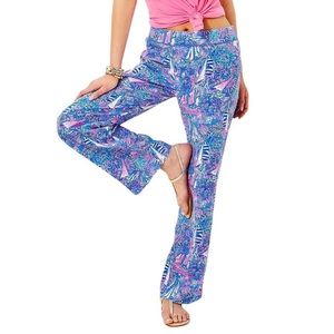 NWT Lilly Pulitzer Deri Linen Palazzo Pants in Boca Blue - Size Medium